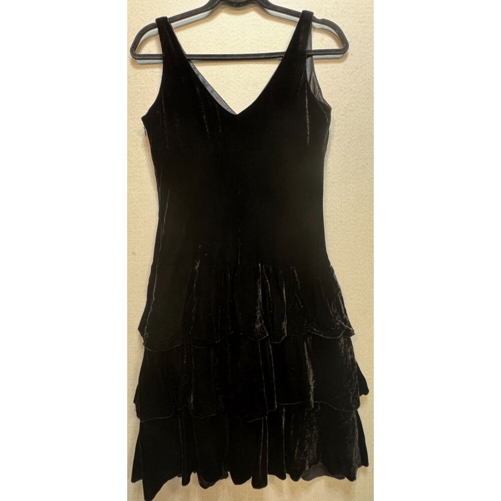Laundry By Shelli Segal Women's Silk Mini Dress Sleeveless V Neck Size 6 Black - Picture 2 of 9